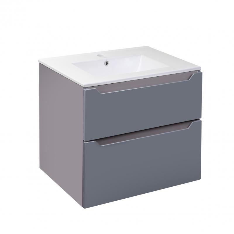Комплект Qtap Scorpio тумба подвесная и раковина врезная 710х585х460 мм Graphite (QT1472TPВ7023070CG)