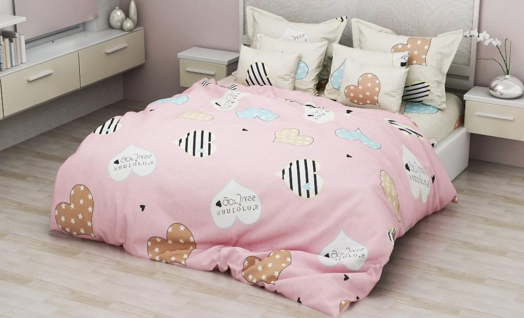 Комплект постельного белья Сердечки на розовом из бязи евро 200х220 см (GLux4152E) Комплект постельного белья Сердечки на розовом из бязи евро 200х220 см (GLux4152E)