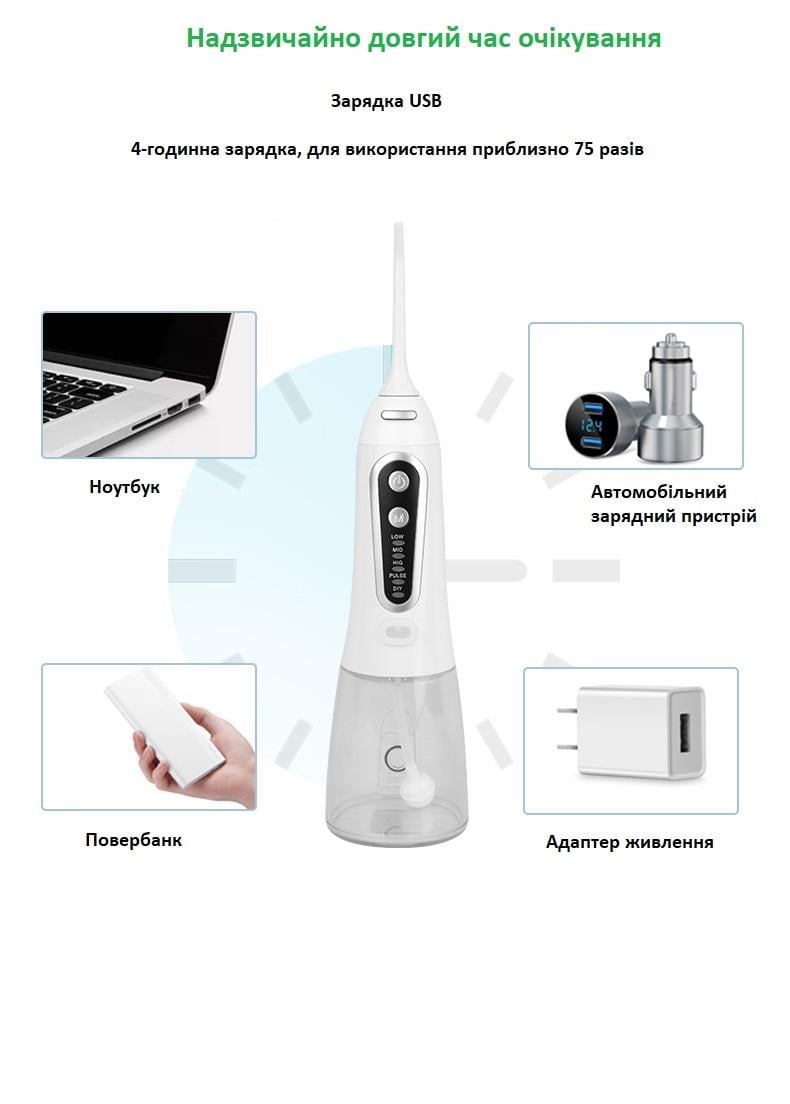 Ирригатор Portable Oral Irrigator 203 для чистки зубов и десен и 6 насадок Black (12015) - фото 5 Ирригатор Portable Oral Irrigator 203 для чистки зубов и десен и 6 насадок Black (12015) - фото 5