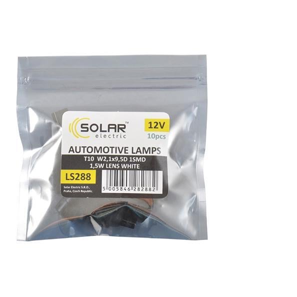 Автолампа LED Solar 12V T10 W2.1x9.5d 1SMD 1,5W with lens 10 шт.