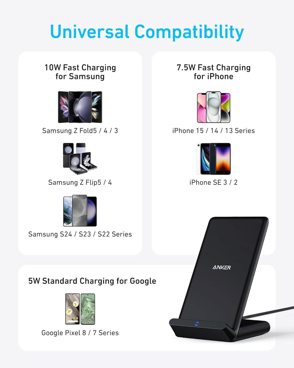 Зарядная подставка беспроводная Anker 313 Wireless Charging Stand Qi 10W Black - фото 3 Зарядная подставка беспроводная Anker 313 Wireless Charging Stand Qi 10W Black - фото 3