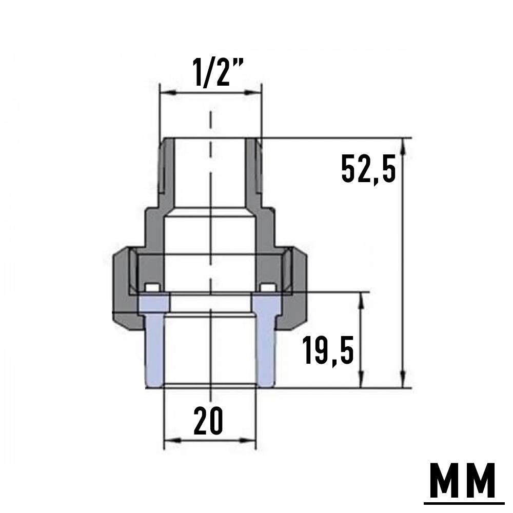 Розбірне з'єднання Wavin PP-R 20 мм 1/2" зовнішне - фото 2