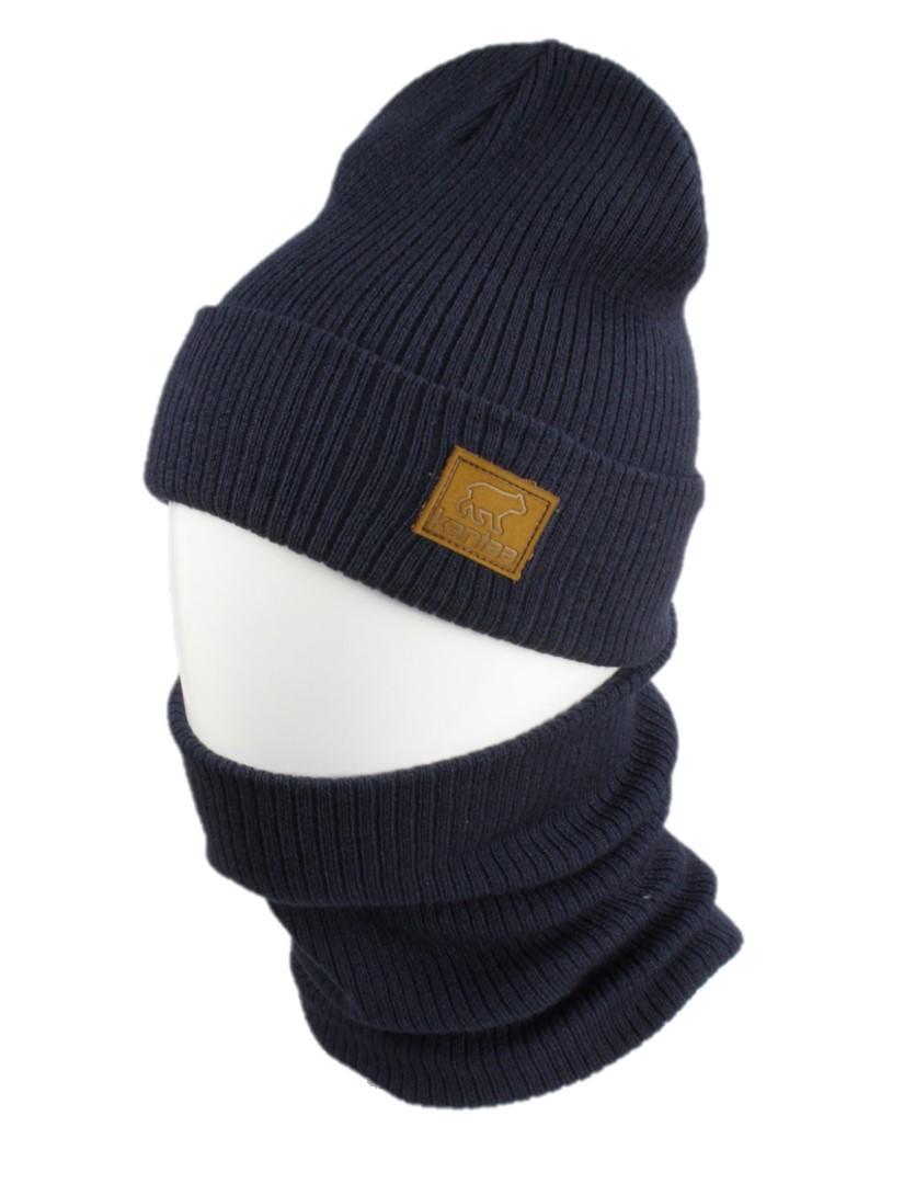 Вязаная шапка Кahta Fashion Hat с Buff снуд унисекс р. 57-58 Синий (OC-444)