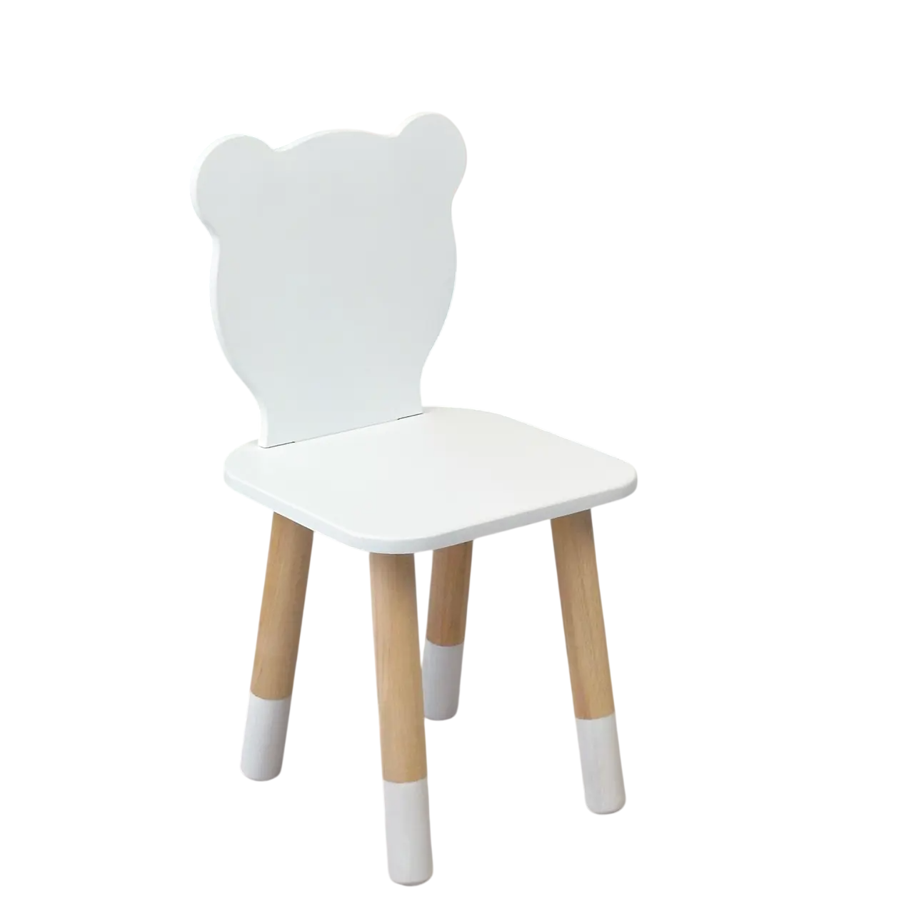 Стілець дитячий дерев'яний зі спинкою у формі ведмедика 26х26х24 см Білий (150-7-95515)