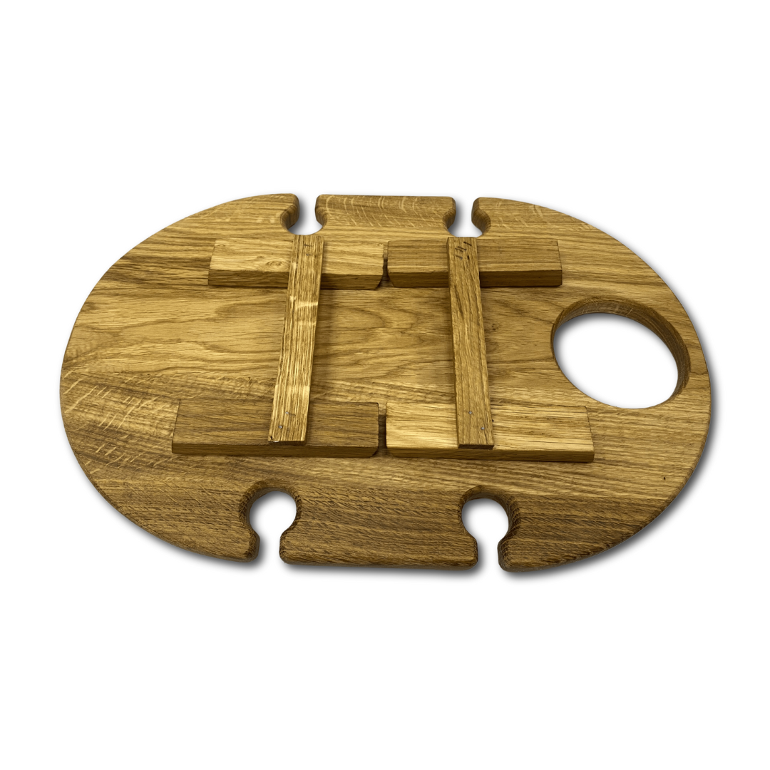 Поднос складной из черешни на 4 бокала с отверстием для бутылки 47х37 см (G79) - фото 5