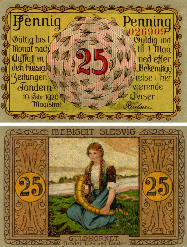 Коллекционная банкнота Германия Нотгельд 25 пфеннигов 1920 F-VF Теннер (Б18899)