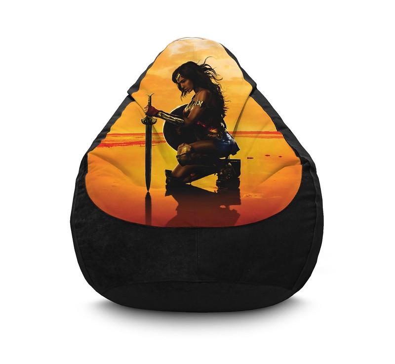Кресло мешок iPuff Wonder Woman Sword Флок XXXL 100х135 см Черный