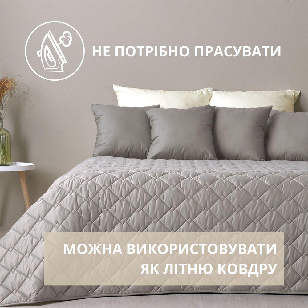 Покрывало на кровать IDEIA Стиль Cube двухстороннее антиаллергенное волокно 180х210 см Серый/Бежевый (15787) - фото 5