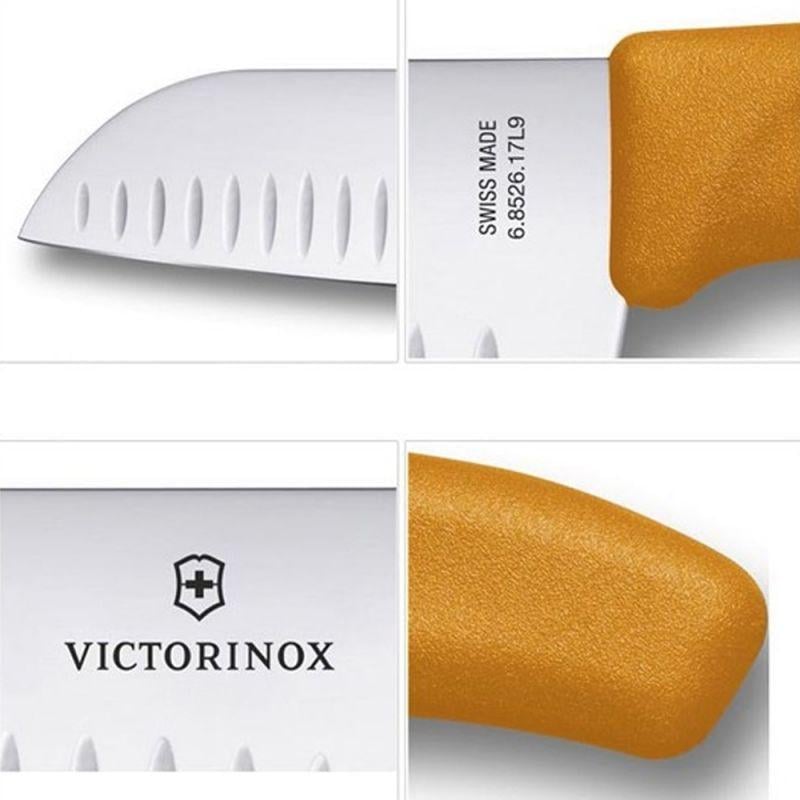 Нож кухонный Victorinox Vx68526.17L9B Swiss Classic Santoku 373 мм Оранжевый - фото 4