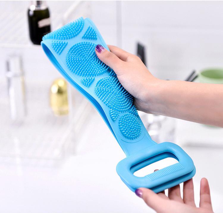 Силіконова щітка-стрічка двостороння Supretto Dual Back Scrubber Синій - фото 2