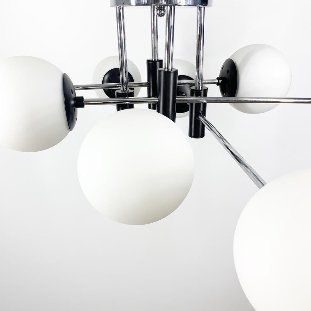 Люстра стельова на 8 білих плафонів Ø 85 см Хром (51797/8 CH+BK+WT) - фото 2 Люстра стельова на 8 білих плафонів Ø 85 см Хром (51797/8 CH+BK+WT) - фото 2