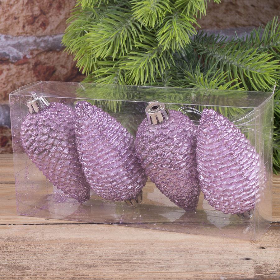 Елочные игрушки Шишки 4 шт. Сиреневый (2996-6)