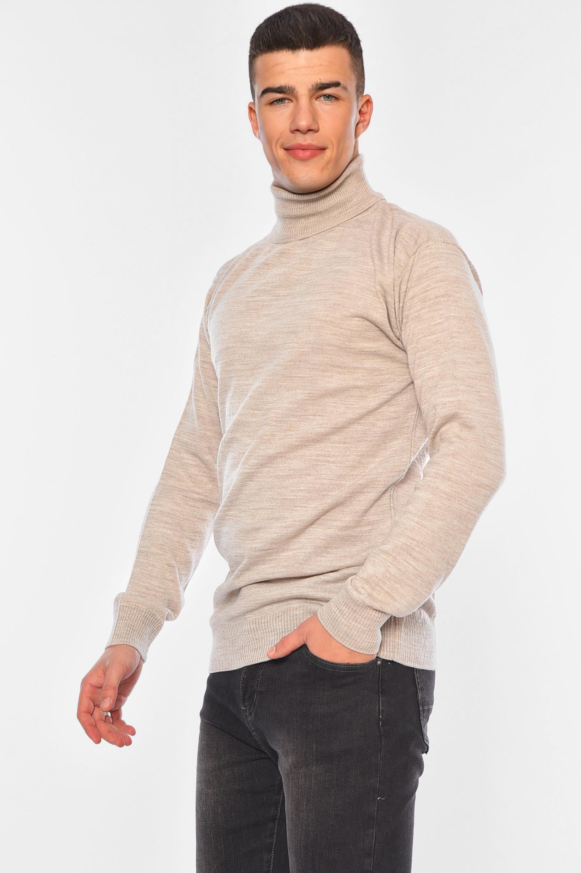 Свитер мужской однотонный L Бежевый (194480) - фото 2