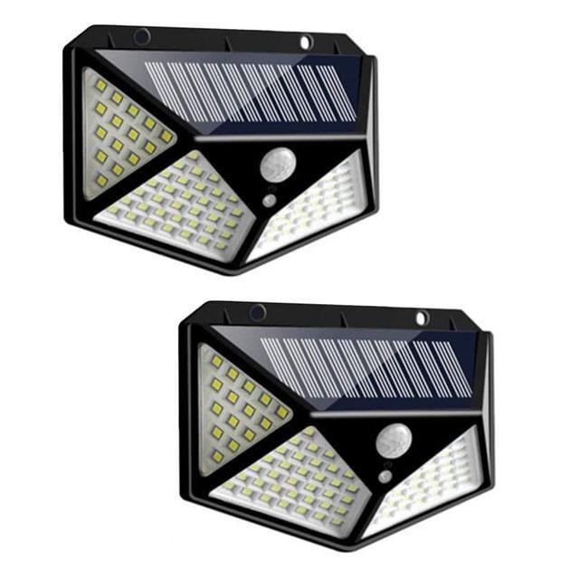 Комплект вуличних ліхтарів  на сонячній батареї Solar Motion 100LED з датчиком руху 2 шт Чорний (7317/2L)