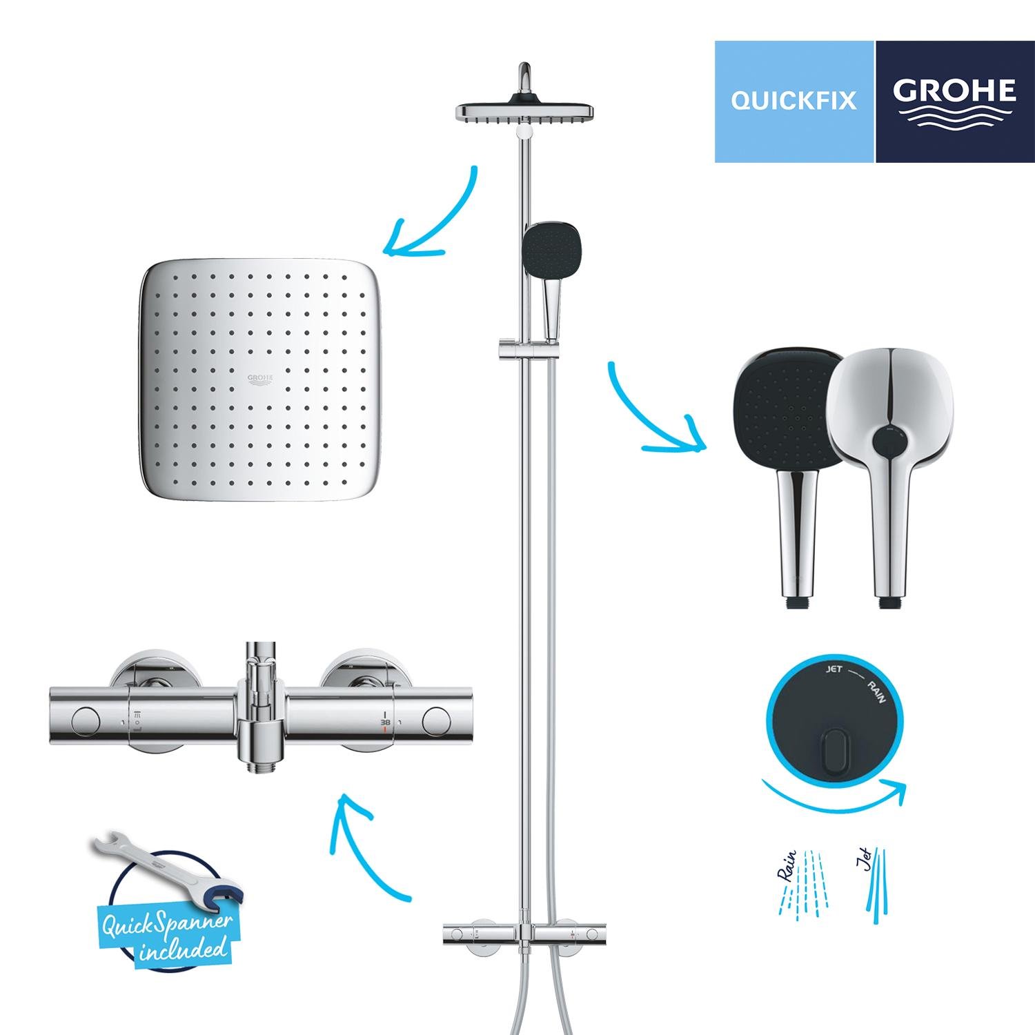 Душова система з термостатом Grohe QuickFix Vitalio Comfort 26984001 CV033294 Хром (214253) - фото 6 Душова система з термостатом Grohe QuickFix Vitalio Comfort 26984001 CV033294 Хром (214253) - фото 6