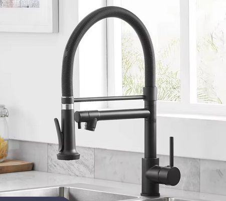 Змішувач для кухні з латуні зі стаціонарним і висувним виливом з нержавіючої сталі Чорний - фото 4 Змішувач для кухні з латуні зі стаціонарним і висувним виливом з нержавіючої сталі Чорний - фото 4