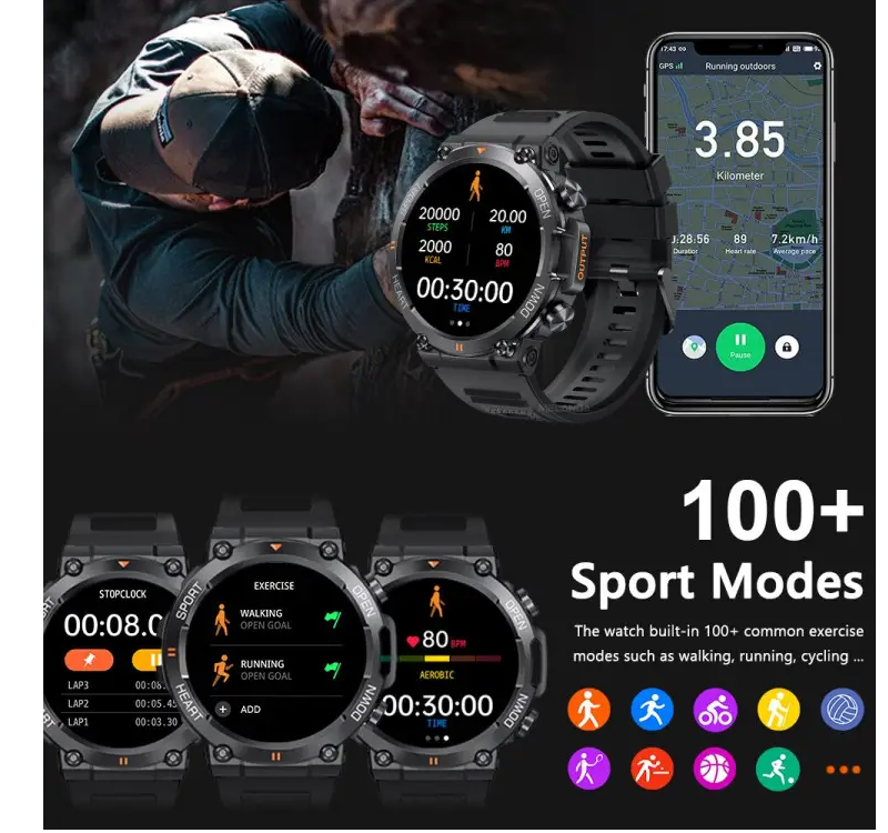 Смарт-годинник чоловічий водонепроникний IP67 з можливістю дзвінка - фото 8