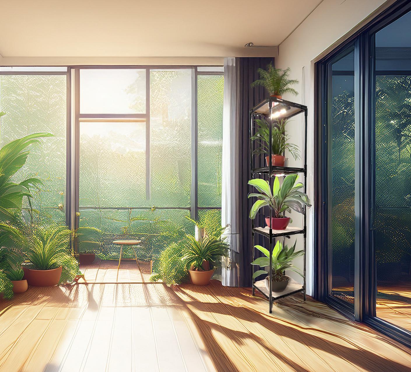 Стелаж для рослин Troya Light 4х рівневий металевий з підсвічуванням 1,45 м (27507079) - фото 11 Стелаж для рослин Troya Light 4х рівневий металевий з підсвічуванням 1,45 м (27507079) - фото 11