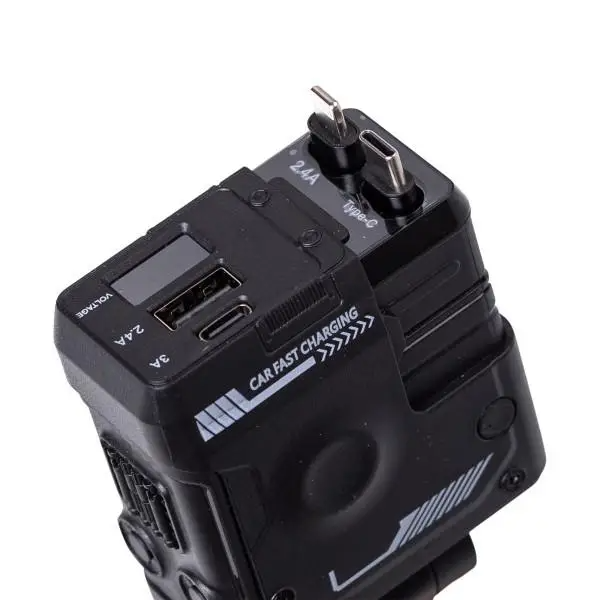 Зарядное устройство автомобильное 4в1 с выдвижным кабелем Черный (HP-A1B) - фото 2