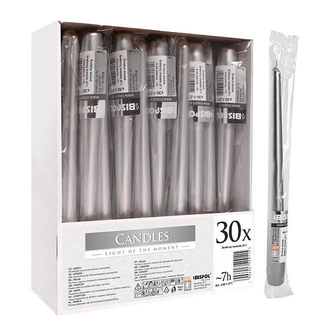 Свечка конусная Bispol 24,5 см Серебристый (27162)