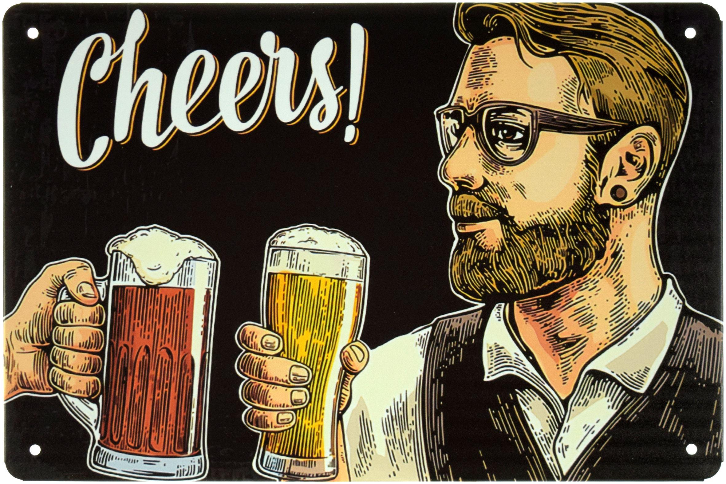 Табличка металлическая Ура! Темное И Светлое Пиво/Cheers! 20x30 см