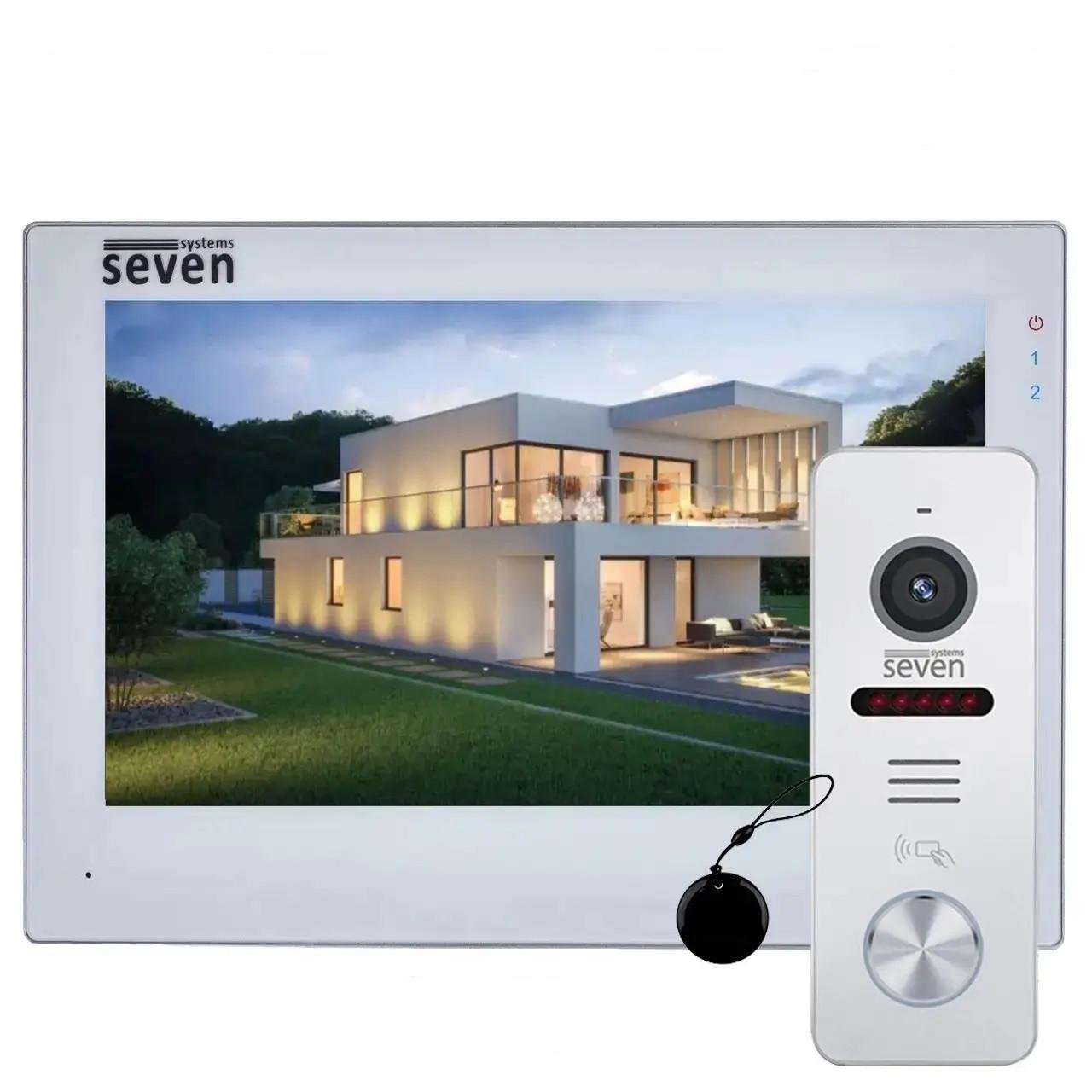 Домофон SEVEN DP-7577/02Kit Wi-Fi 7" з викличною панеллю зі зчитувачем карток White