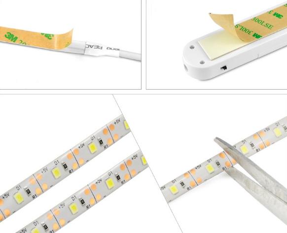 Светодиодная лента с датчиком движения/сенсором освещенности на батарейках/powerbank теплое свечение 1 м (5395) - фото 4