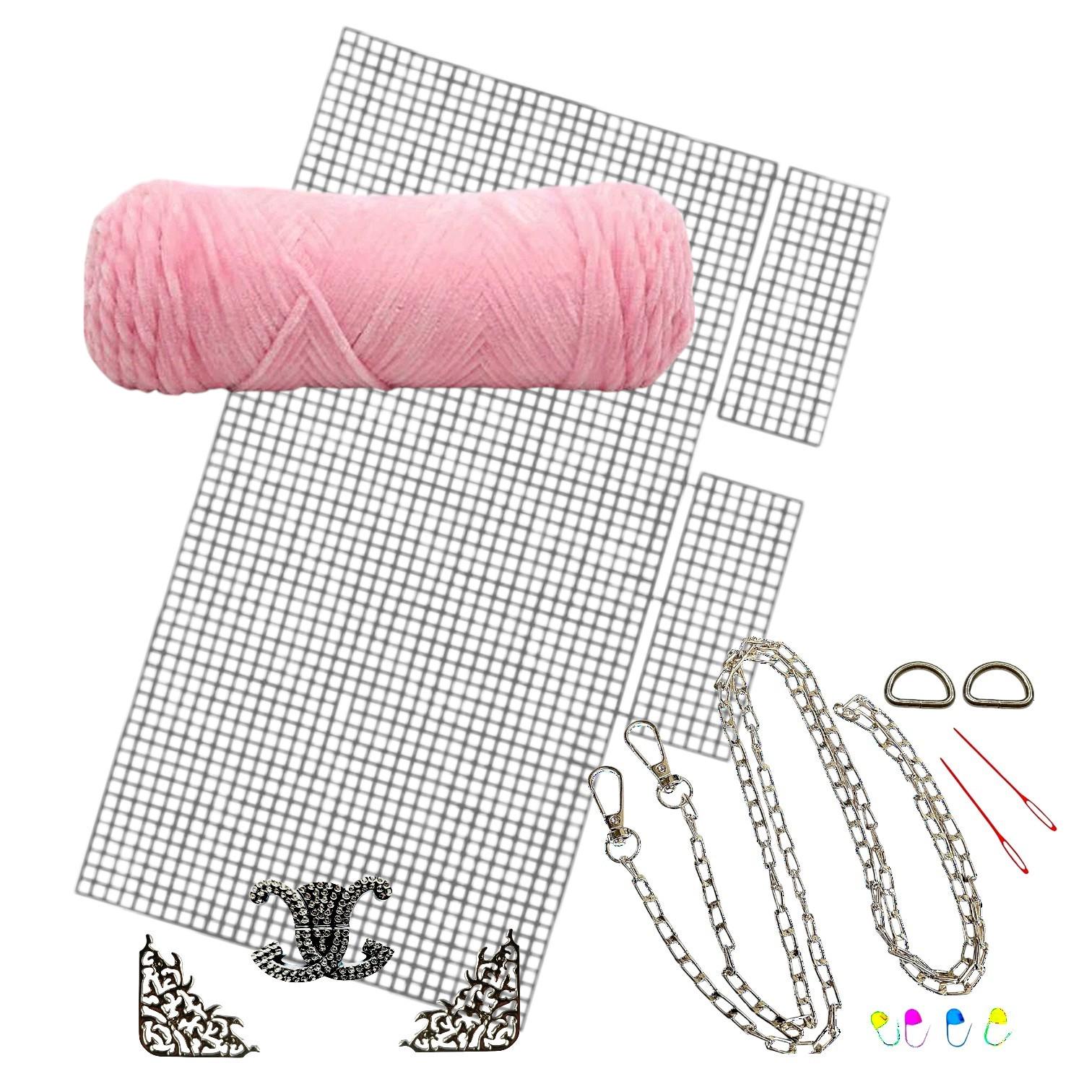 Набор для создания сумки из пластиковой канвы Серебряная лилия с нитками Розовый (1596-4) Набор для создания сумки из пластиковой канвы Серебряная лилия с нитками Розовый (1596-4)