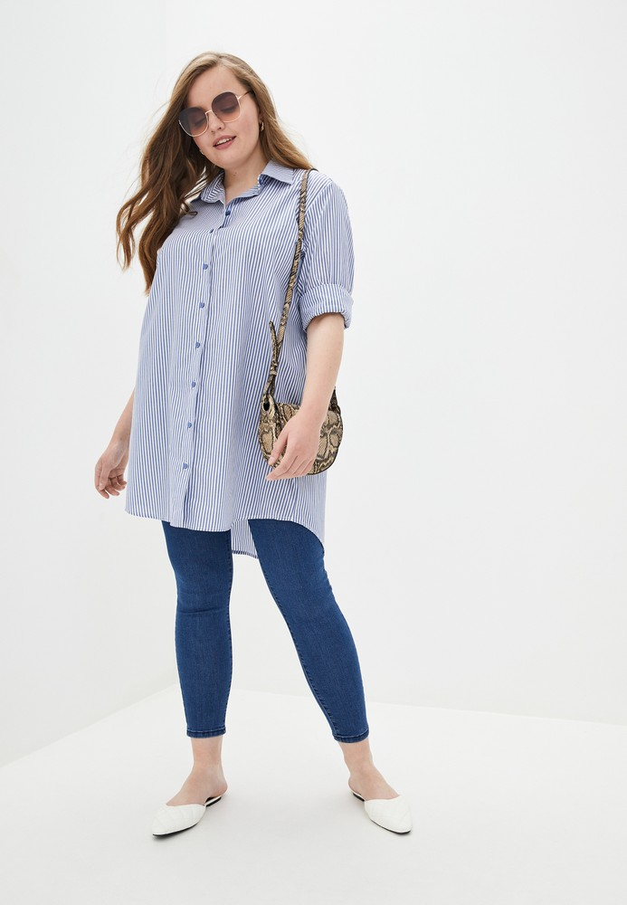 Блуза Jhiva в полоску р. 52 Голубой (70048606)