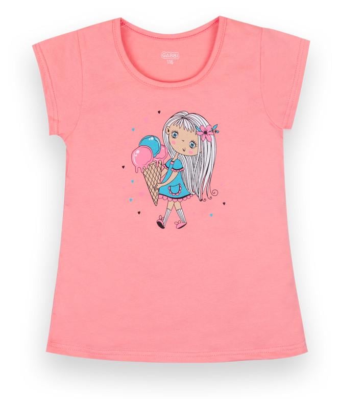 Футболка детская хлопковая для девочки Gabbi Бег дрем 104 см Розовый (12646)
