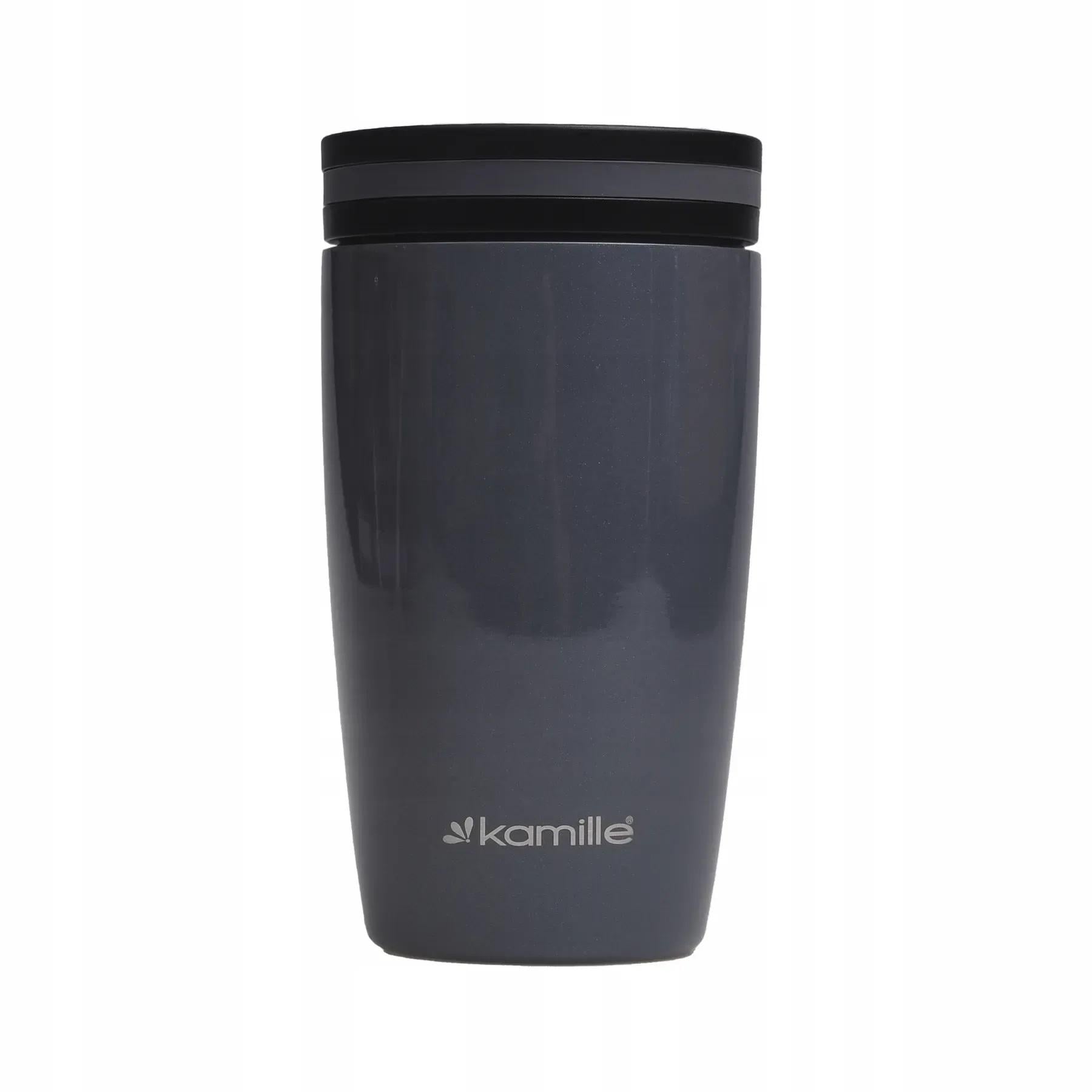 Термокружка с силиконовой крышкой Kamille KM-2157 из нержавеющей стали 320 мл Серый (150-84-2157.1)