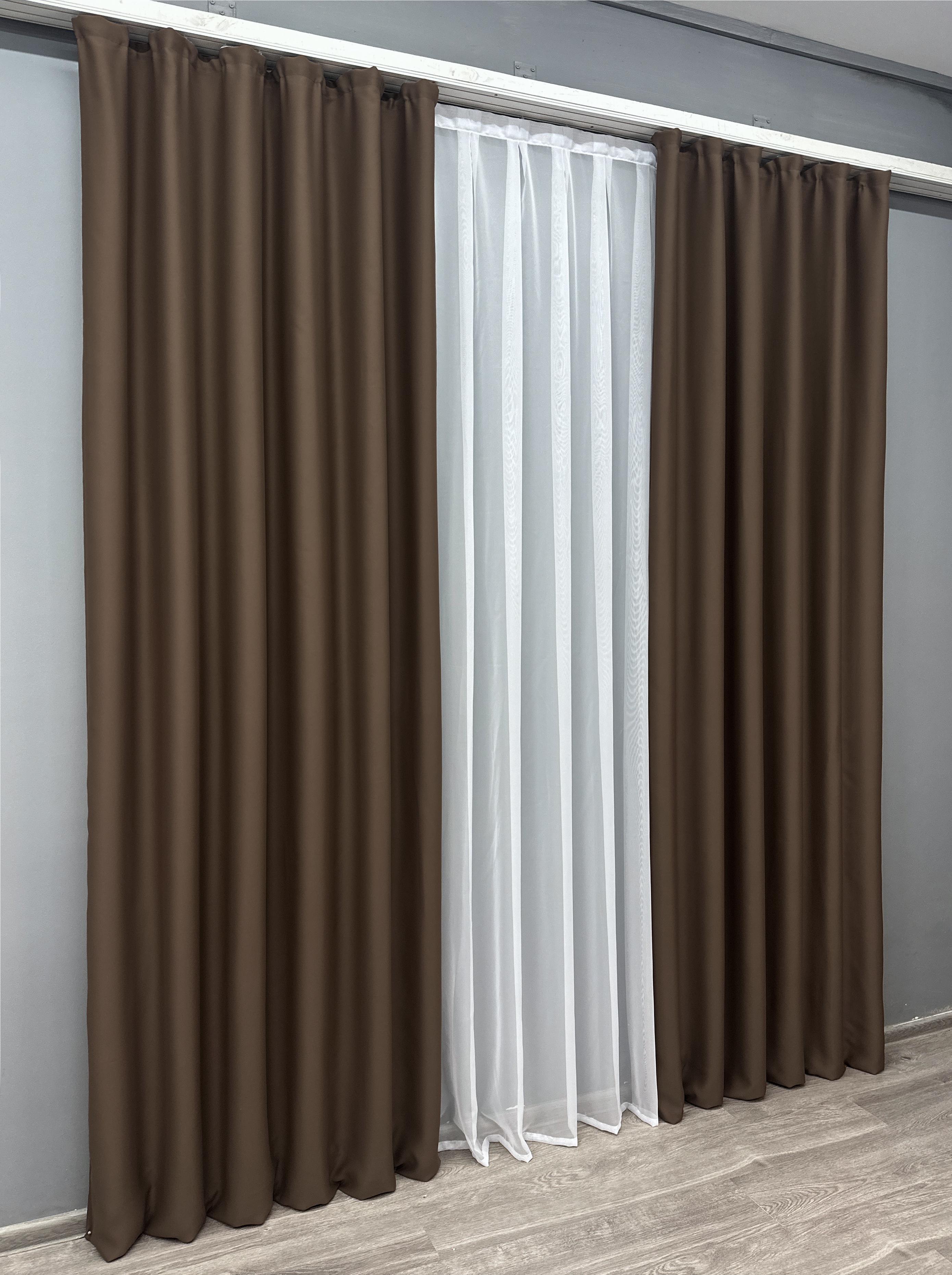 Комплект готовых штор VR-Textil Блэкаут Bagema Rvs №1238ш 150х295 см 2 шт. Шоколадный (33-0622) - фото 3