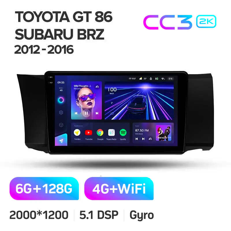 Автомагнітола штатна Teyes CC3 2k для Toyota GT 86/Subaru BRZ 2012-2016 Android CC3 2k 6/128G Wi-Fi/4G - фото 2