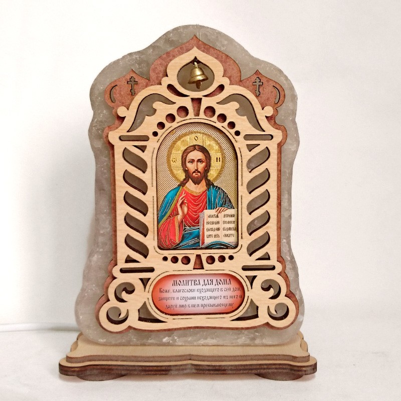 Соляная лампа Икона большая Спаситель зеленого подсвечивания (20019) Соляная лампа Икона большая Спаситель зеленого подсвечивания (20019)