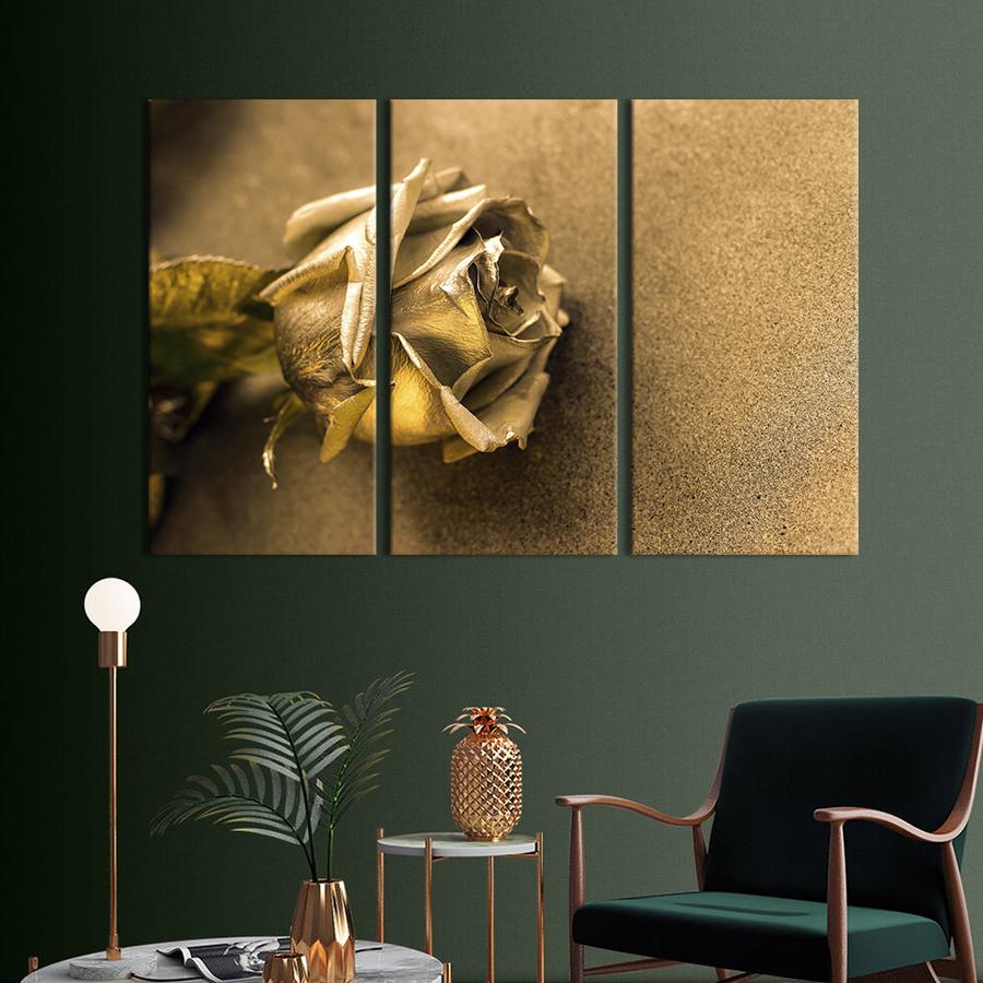 Картина на холсте триптих Металлическая роза 78x48 см (770-31)