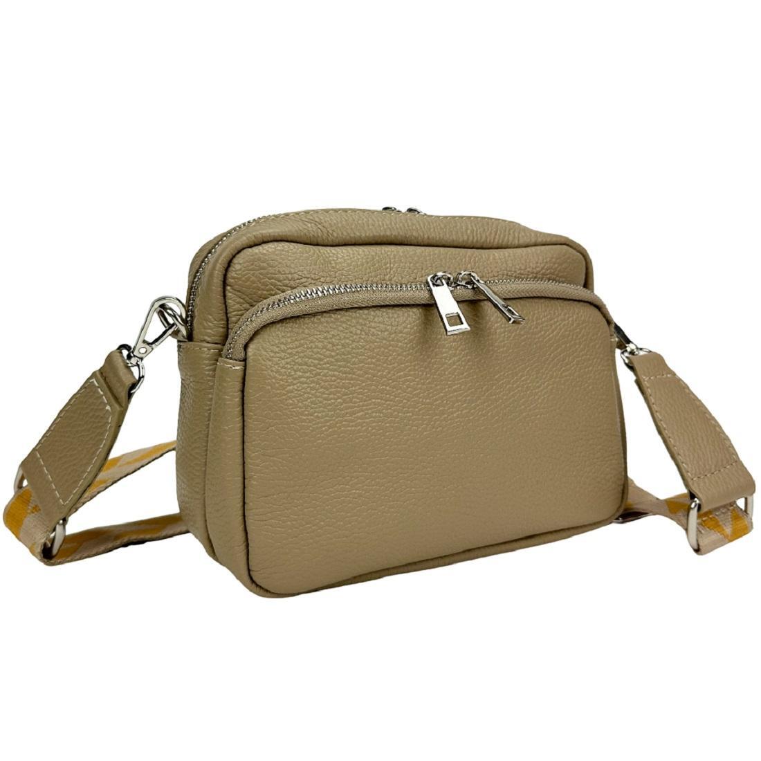 Женская сумка с широким ремнем Royal Bag F-IT-9830-1B кожаная Бежевый (6487)