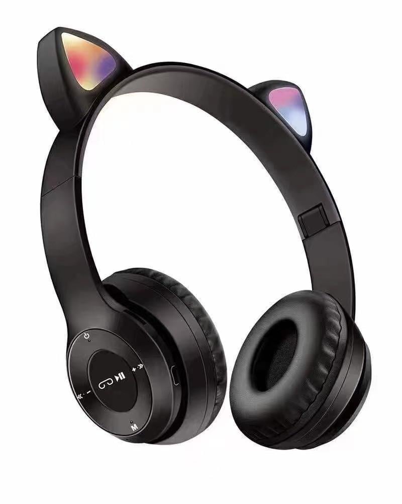 Наушники Bluetooth с ушками и подсветкой Cat Miu Star P47 Черный