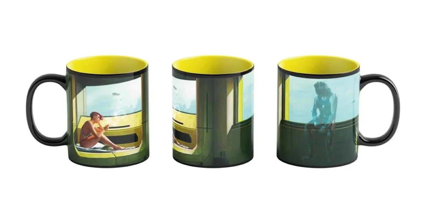 Чашка керамическая Good Loot Game Art Chronicles Cyberpunk 2077 V & Edward Hopper Черный/Желтый (5908305247647) - фото 2