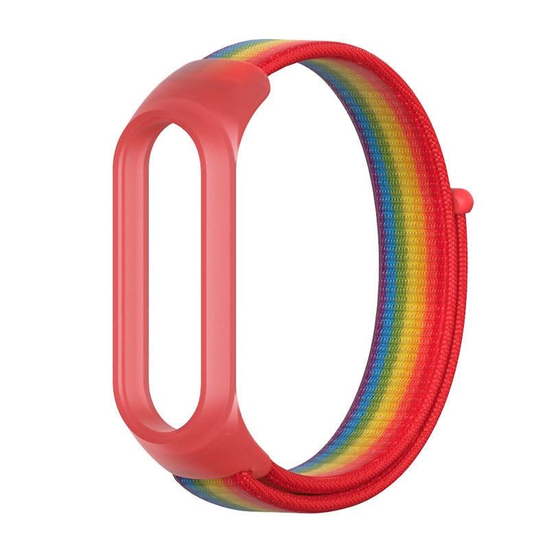 Ремешок MiJobs Радуга нейлоновая полупрозрачная для Xiaomi Mi Band 5/6 Красный (1036P)