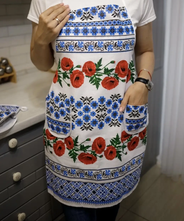 Кухонный набор Вышиванка 4в1 Фартук/полотенце/прихватка/варежка Синий