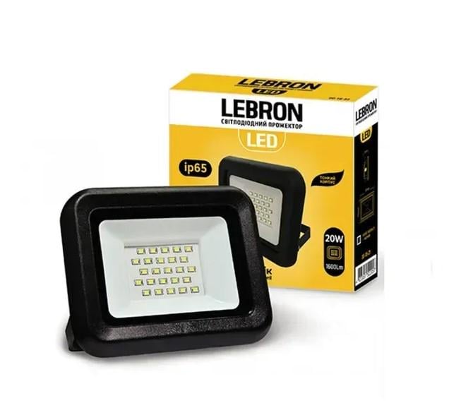 Прожектор Lebron LED 20W влагозащищенный 6200K 1600Lm IP65 LF Черный (000008867)