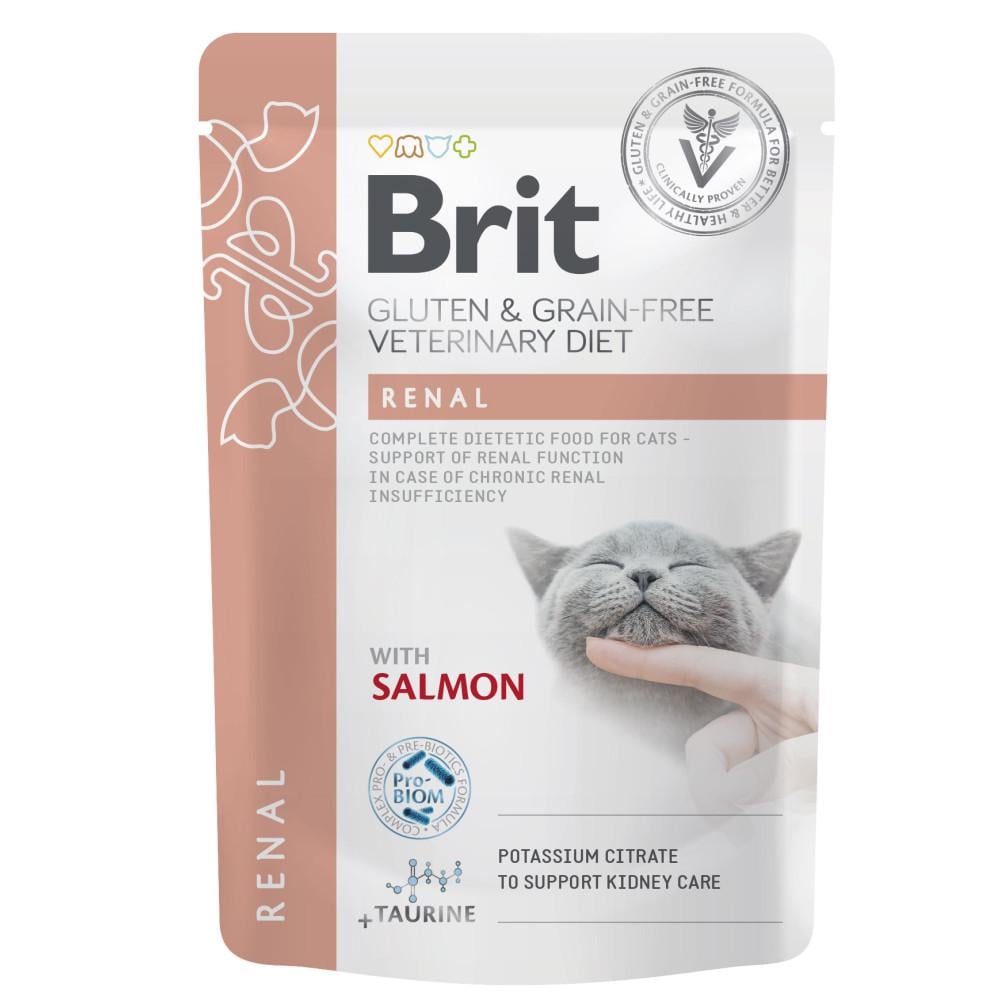 Корм вологий Brit GF VD Renal для котів з лососем 85 г (34806842)