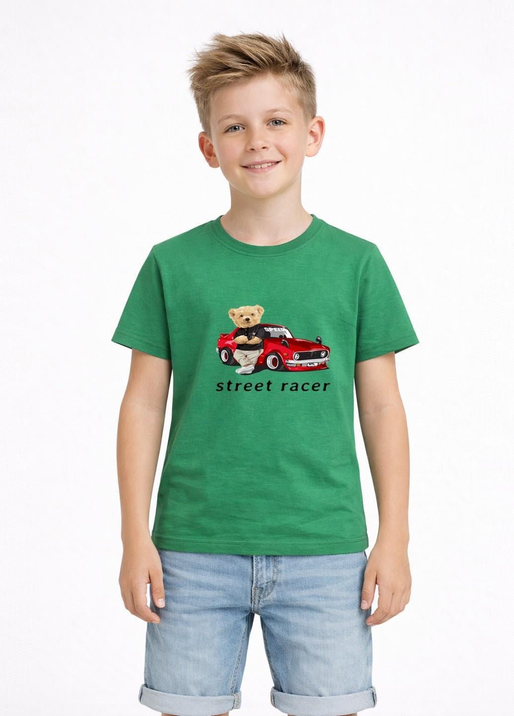 Футболка детская Наталюкс "Street racer" р. 38 146-152 см Зеленый (1238068602461)