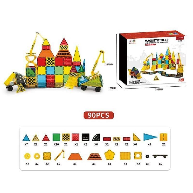 Конструктор Magnetic Tiles 90 деталей магнітний Multicolor (163317) - фото 2