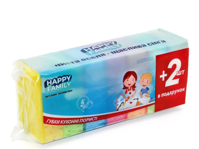 Губки кухонные ячеистые Happy Family 7 шт.