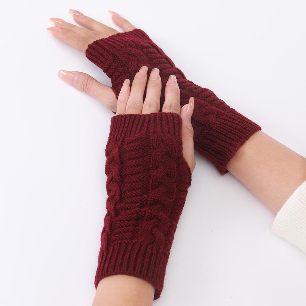 Митенки вязаные короткие One size Бордовый (2326) - фото 2