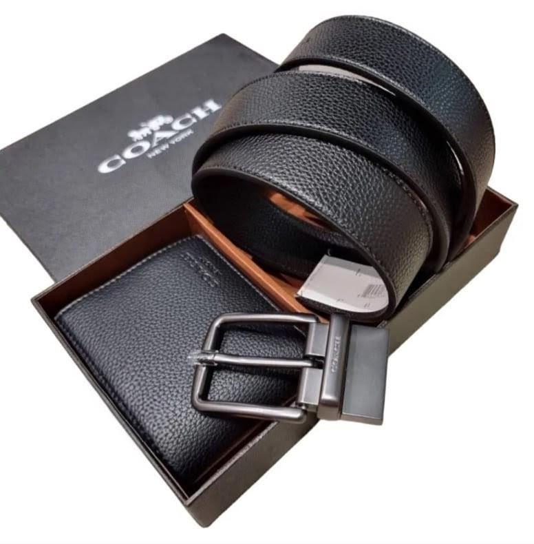 Подарочный набор кожаный кошелек и ремень Coach Boxed Wallet And Belt Set In Signature Canvas 1