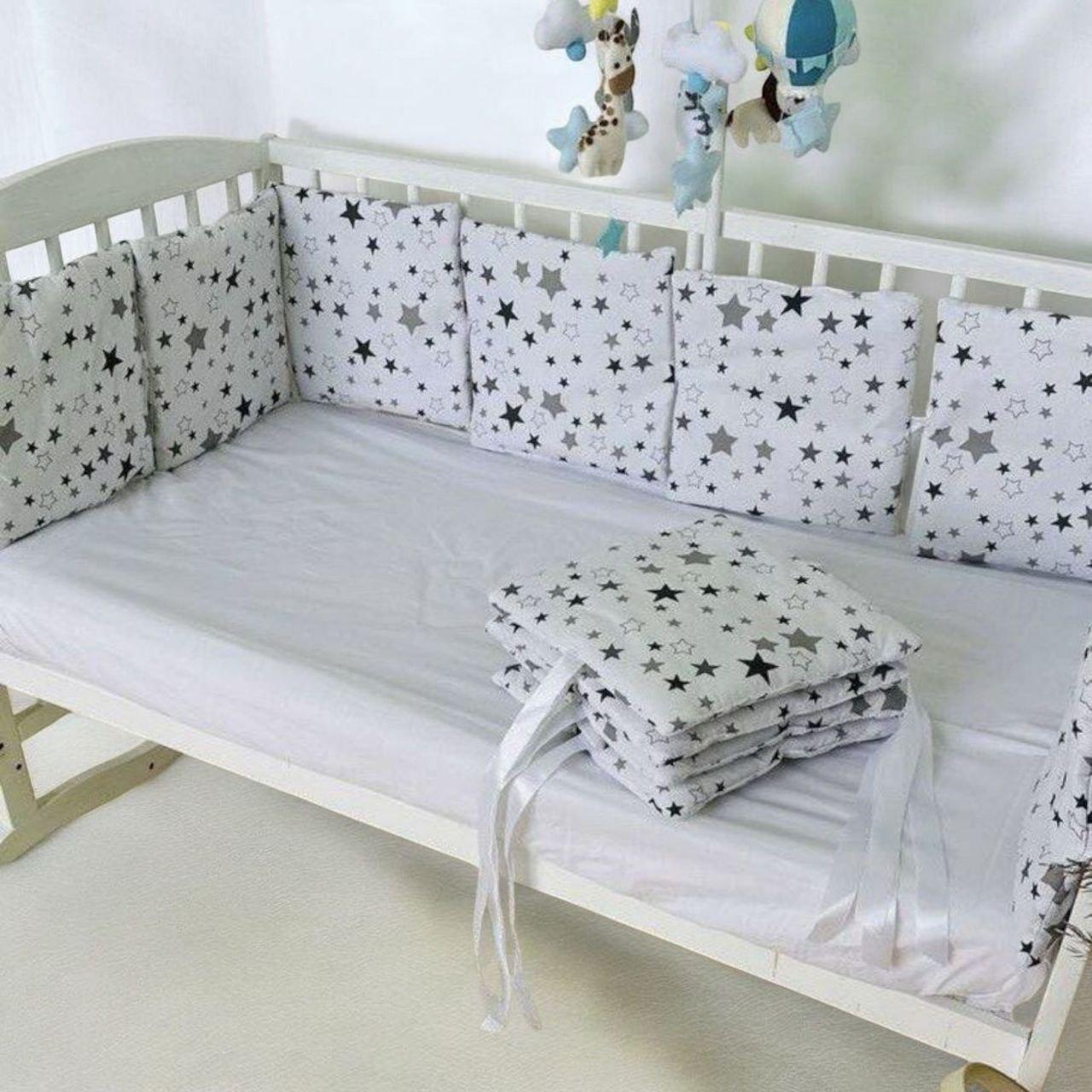 Защита для бортиков на 4 стороны из 12 подушек для детской кроватки 120x60x30 см (1027)
