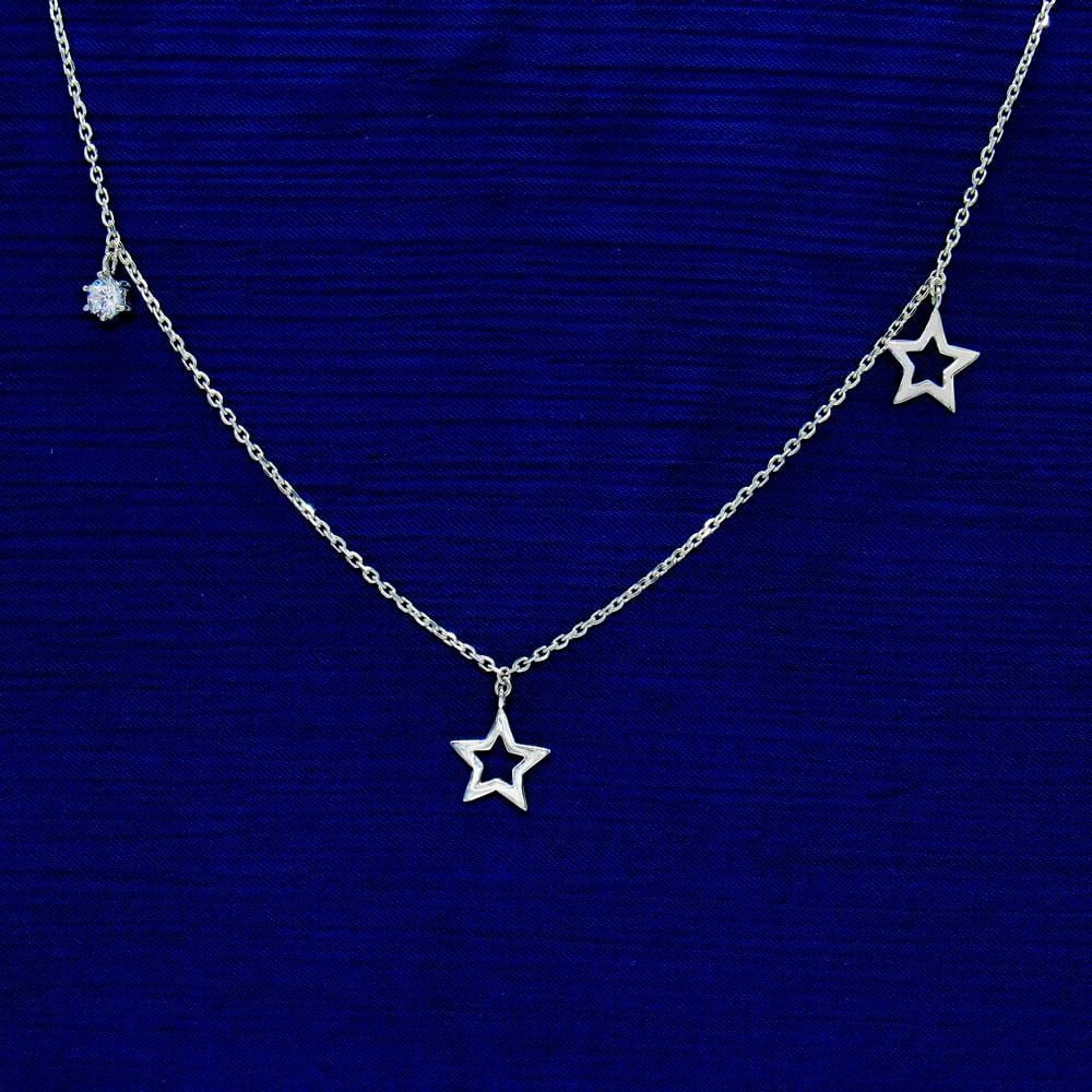 Срібне кольє Дві зірки