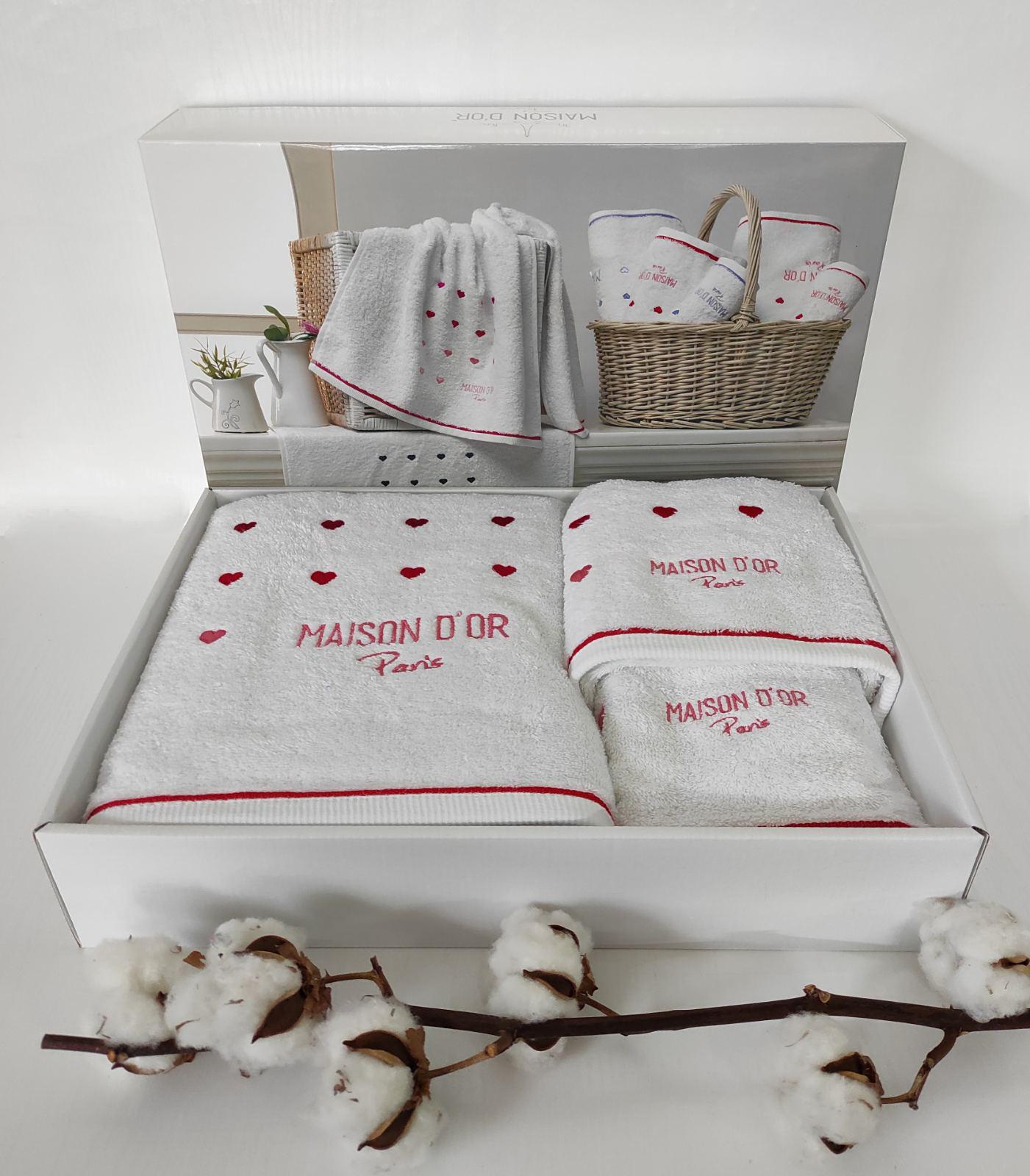 Рушники Maison D'or 3 шт. Candy Love White Red (CN10720)